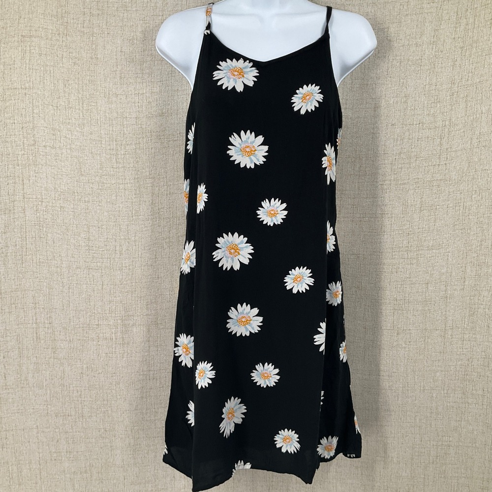Abercrombie Kids Cami Dress Girls 15/16 Black Floral Daisy Boho Smocked Summer